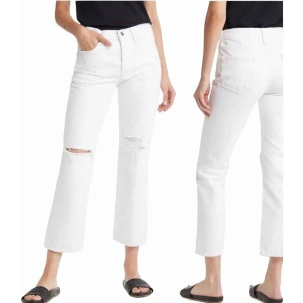 Edwin Womens Kali Ankle Vintage Straight Jeans 29 US 8 White Distressed NWOT
